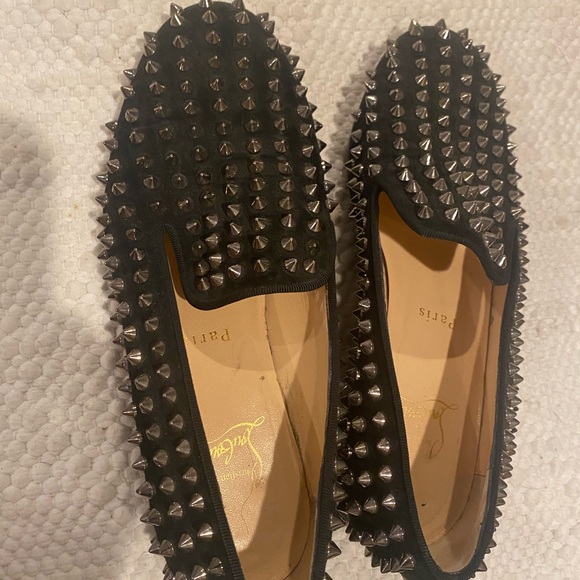 Christian Louboutin Black Spiked Loafers in well loved condition 38.5 - Picture 5 of 16